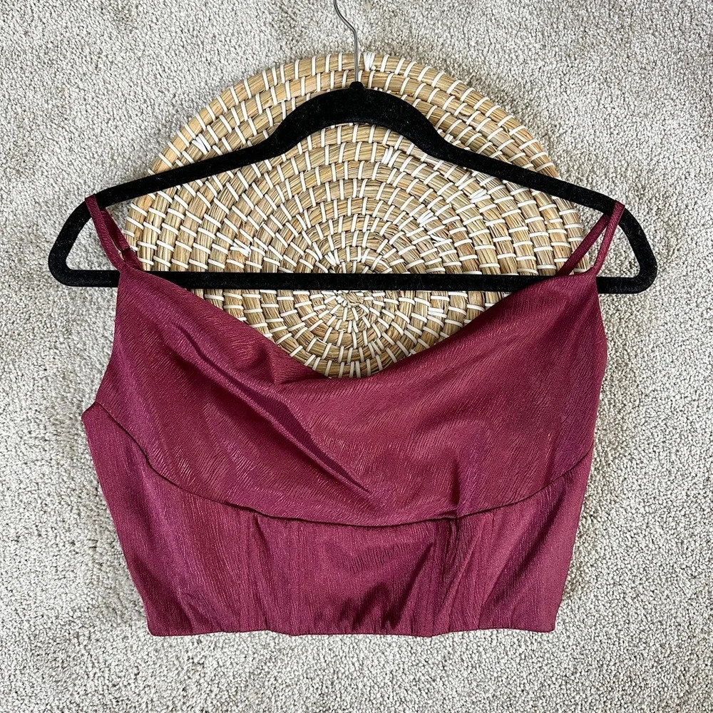 Lulu’s Satin Cowl Burgundy Tank Top Size S